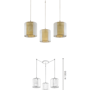 4-Light White Fabric & Gold Rattan Linear Pendant Light | Modern Minimalist Hanging Lamp for Dining Room - Image 2