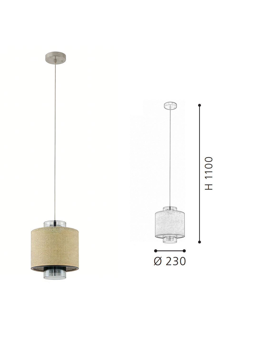 White Fabric & Gold Rattan Tripod Pendant Lamp | Modern Minimalist Floor Lamp for Home Decor - Image 2