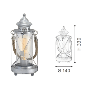 Vintage Lantern Table Lamp | Rustic Metal & Glass Accent Lamp for Home Decor - Image 2