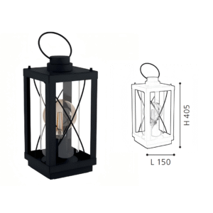 Black Square Lantern Table Lamp | Rustic Industrial Accent Lamp for Home Decor - Image 2