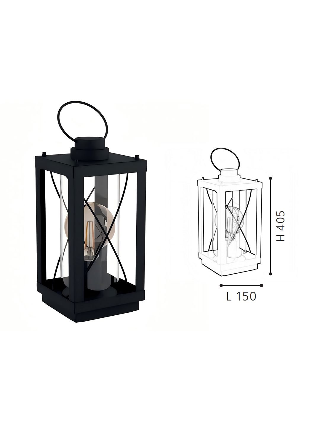 Black Square Lantern Table Lamp | Rustic Industrial Accent Lamp for Home Decor - Image 2