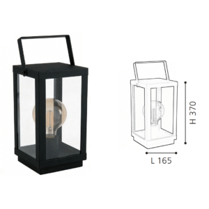 Black Square Lantern Table Lamp | Rustic Industrial Accent Lamp for Home Decor - Image 2