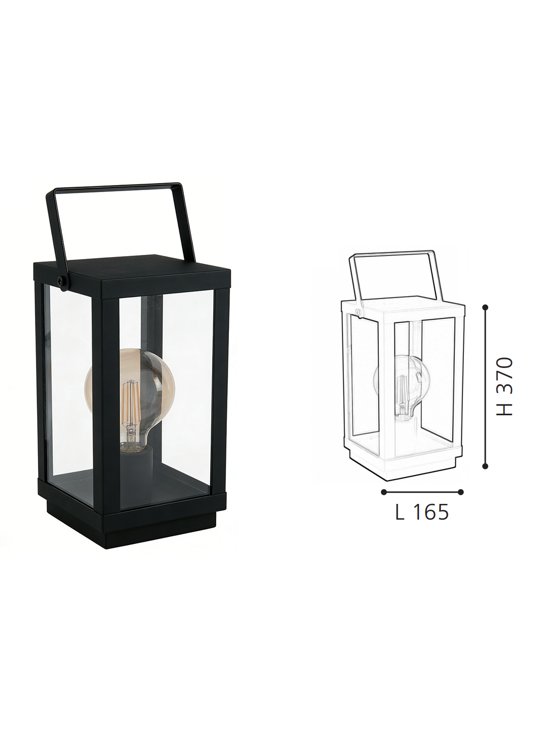 Black Square Lantern Table Lamp | Rustic Industrial Accent Lamp for Home Decor - Image 2