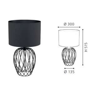 Black Wire Cage Table Lamp with Black Fabric Shade | Modern Minimalist Accent Lamp for Home Decor - Image 2