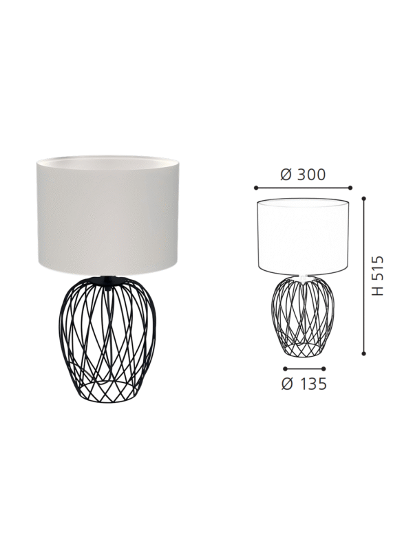 Table Lamp with Black/White Fabric Shade | Modern Minimalist Accent Lamp for Home Decor