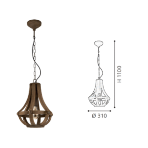 Rustic Wooden Cage Pendant Light | Natural Wood Hanging Lamp for Home Decor - Image 2