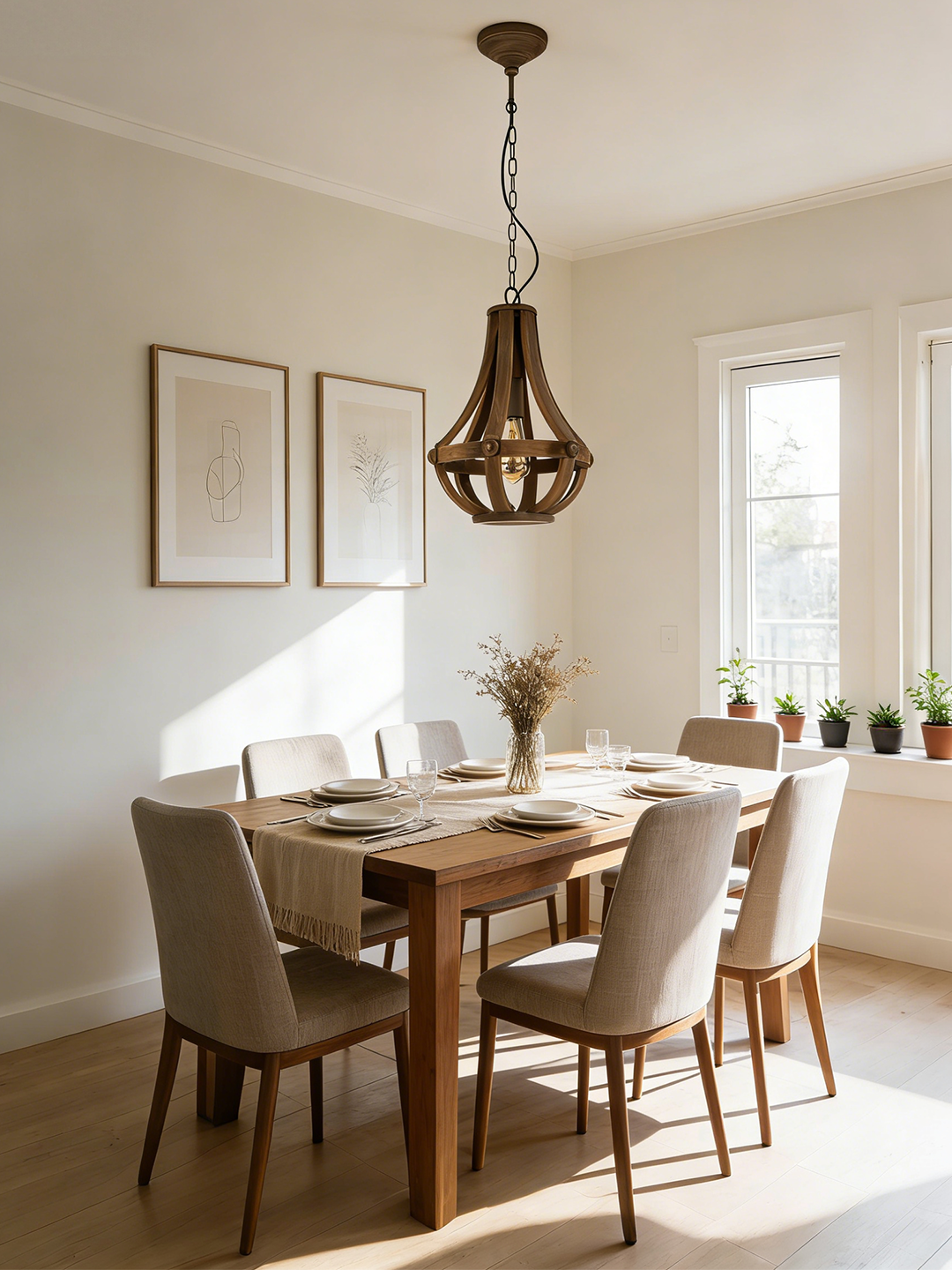 Rustic Wooden Cage Pendant Light | Natural Wood Hanging Lamp for Home Decor - Image 1