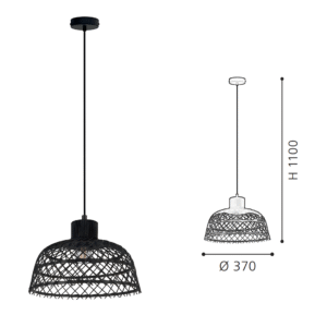 Natural Rattan Cage Pendant Light | Boho Flush Mount Lighting for Bedroom & Living Room - Image 2