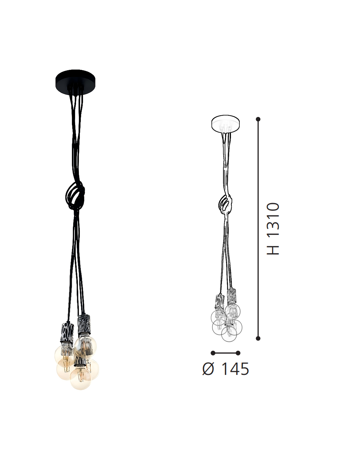 Pendant Light with Exposed Bulbs | Industrial Modern Hanging Lamp for Home Decor - Image 2