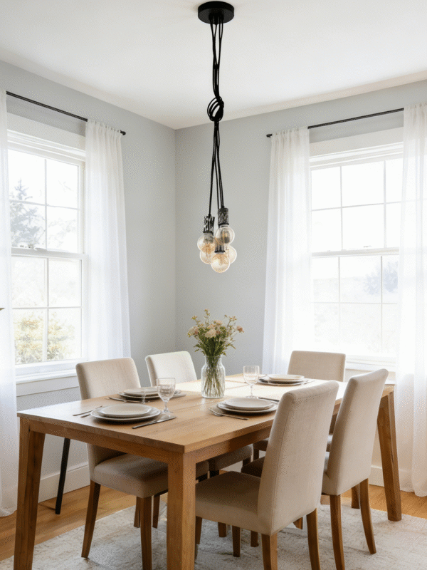 Pendant Light with Exposed Bulbs | Industrial Modern Hanging Lamp for Home Decor