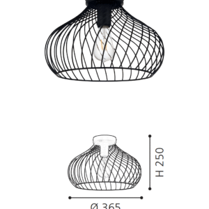 Black Wire Mesh Flush Mount Ceiling Light | Modern Industrial Cage Lamp for Home Decor - Image 2