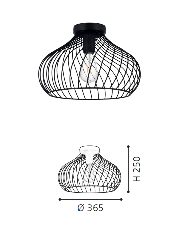 Black Wire Mesh Flush Mount Ceiling Light | Modern Industrial Cage Lamp for Home Decor