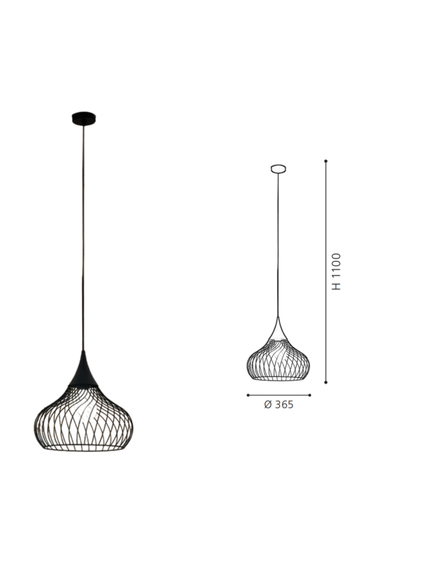 Black Wire Teardrop Pendant Light | Modern Industrial Hanging Lamp for Home Decor