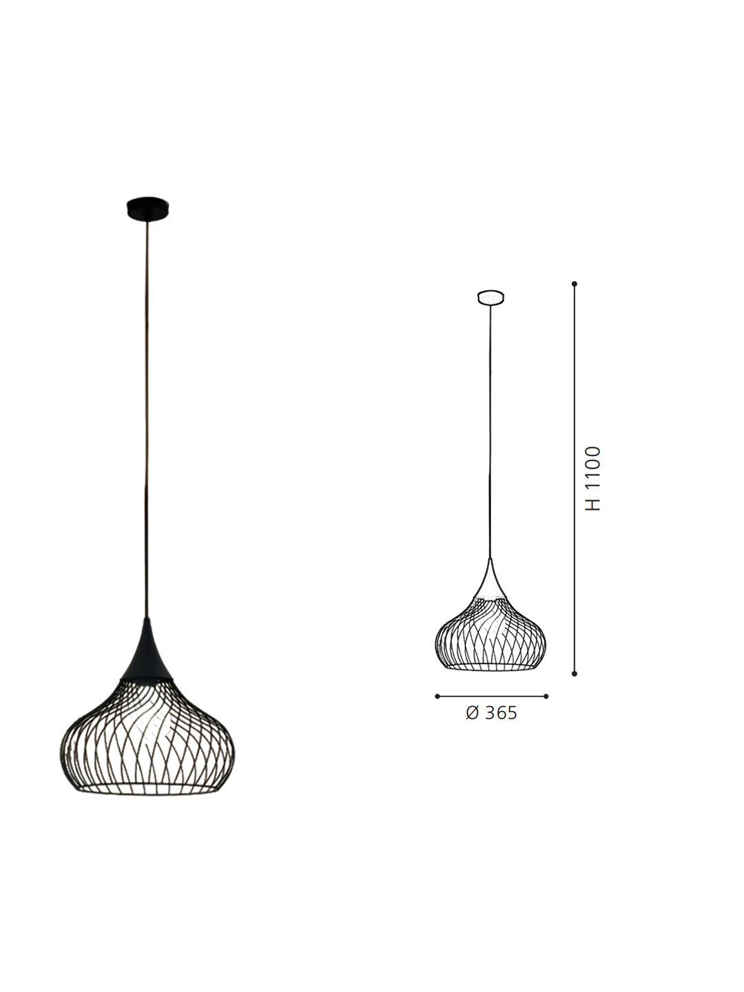 Black Wire Teardrop Pendant Light | Modern Industrial Hanging Lamp for Home Decor - Image 2