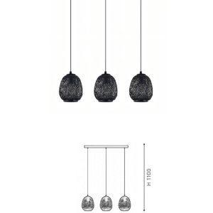 Black Rattan 3-Light Linear Pendant | Modern Woven Island Lighting for Kitchen & Dining Room - Image 2