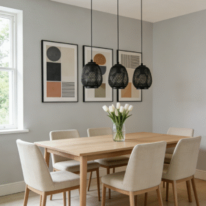 Black Rattan 3-Light Linear Pendant | Modern Woven Island Lighting for Kitchen & Dining Room