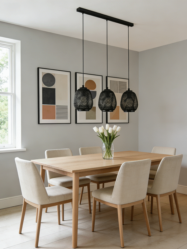 Black Rattan 3-Light Linear Pendant | Modern Woven Island Lighting for Kitchen & Dining Room