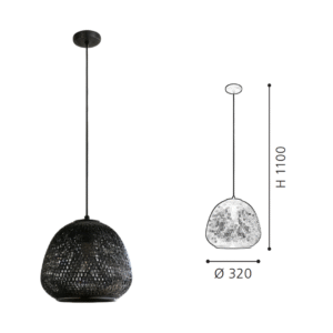 Black Rattan Dome Pendant Light | Modern Woven Hanging Lamp for Dining & Living Spaces - Image 2