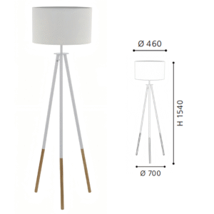 Brown-White Wood-Steel-Fabric Floor Light - Image 2