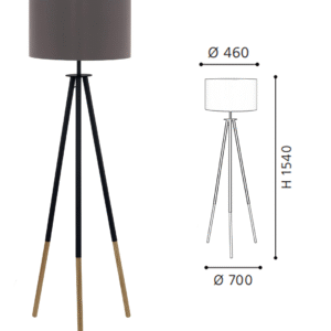 Brown-Cappuccino Wood-Steel-Fabric Floor Light - Image 2