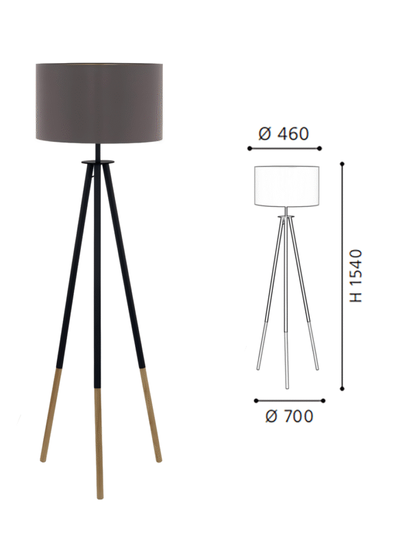 Brown-Cappuccino Wood-Steel-Fabric Floor Light