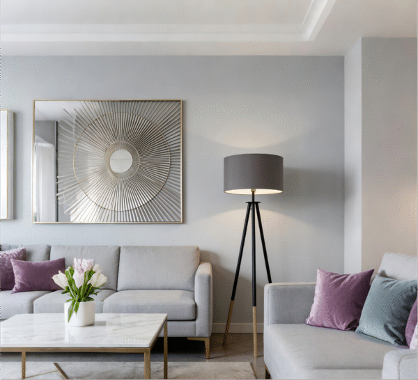 Brown-Cappuccino Wood-Steel-Fabric Floor Light