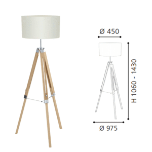 Natural Wood-Steel-Beige Fabric Floor Light - Image 2