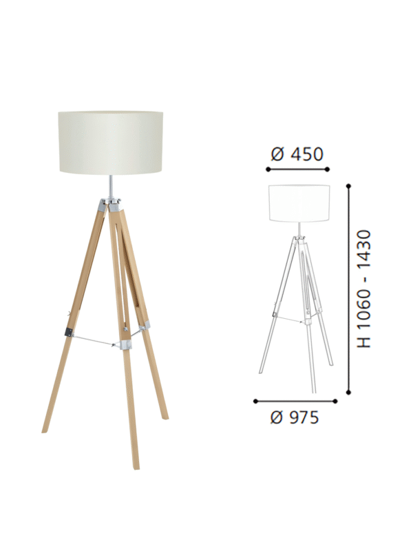 Natural Wood-Steel-Beige Fabric Floor Light