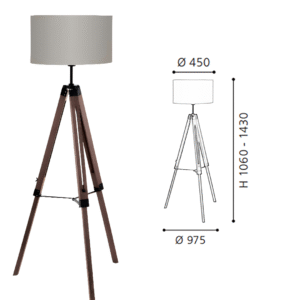 Nut-Taupe Wood-Steel-Fabric Floor Light - Image 2