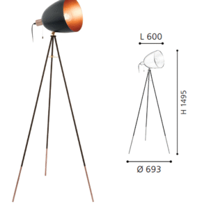 Black & Copper Steel Floor Light - Image 2