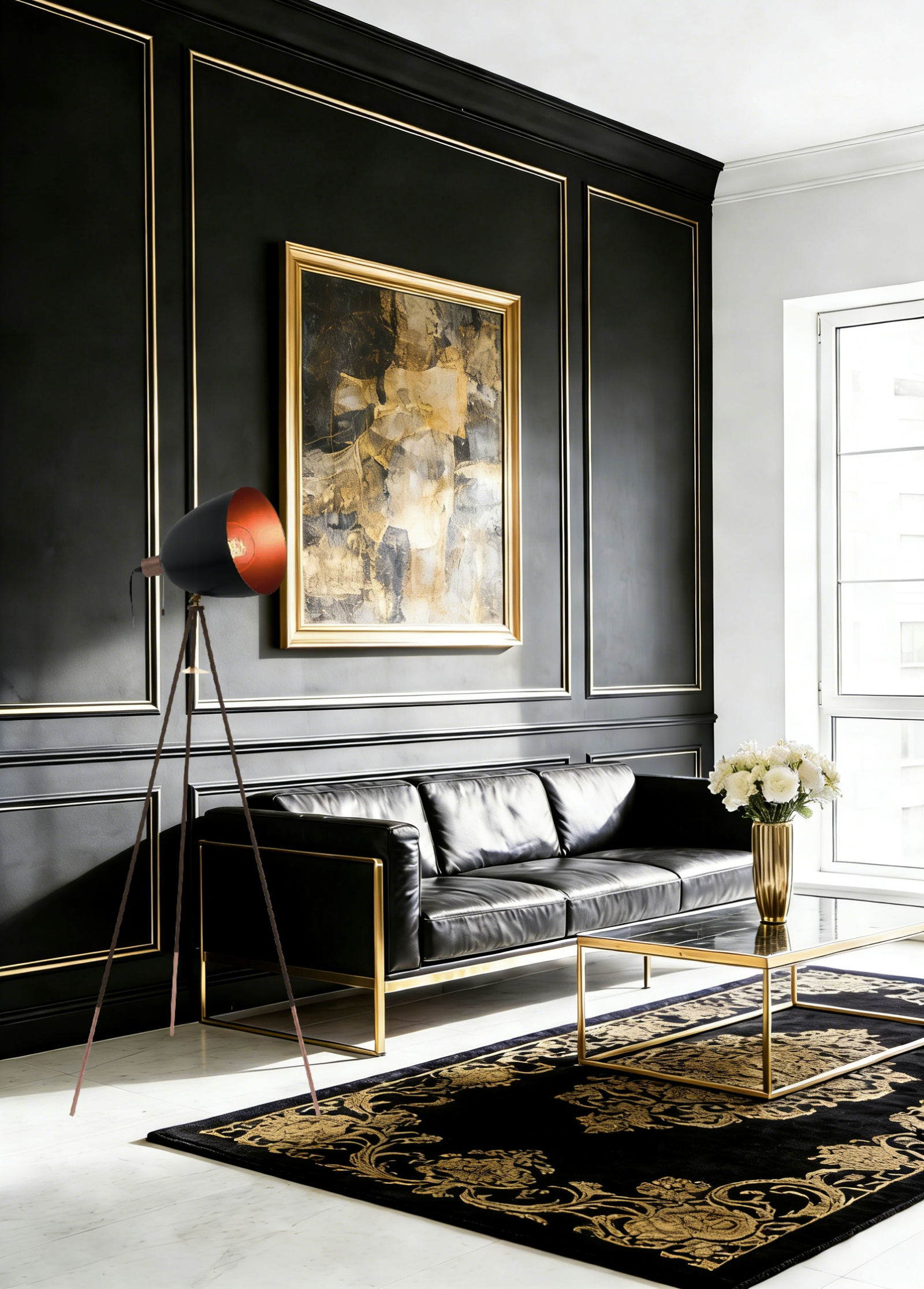 Black & Copper Steel Floor Light - Image 1