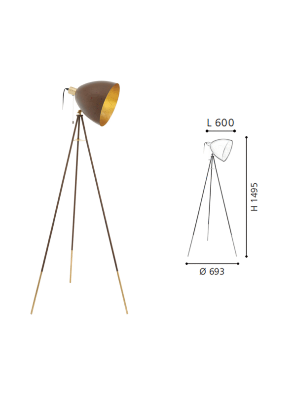 Rust & Gold Steel Floor Light