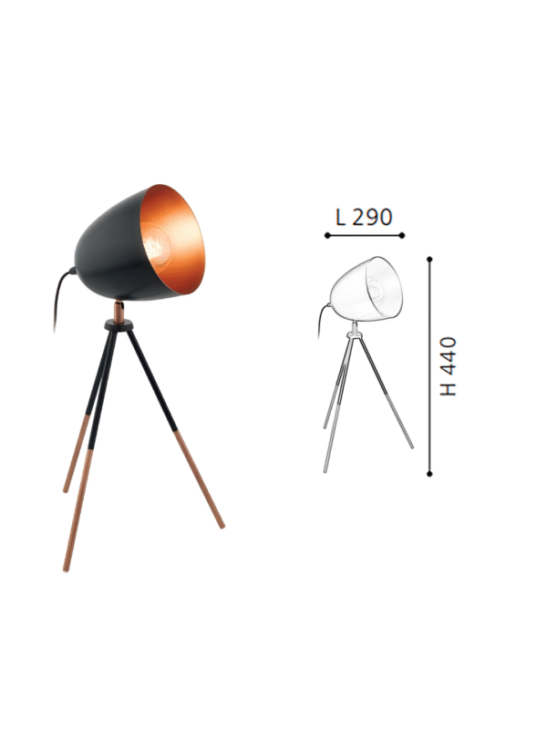 Black & Copper Steel Table Light