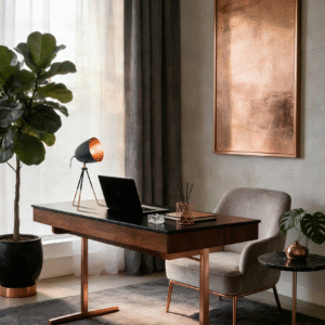 Black & Copper Steel Table Light