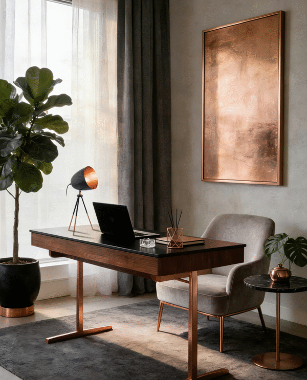 Black & Copper Steel Table Light