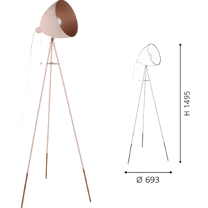 Pastel Apricot & Copper Steel Floor Light - Image 2