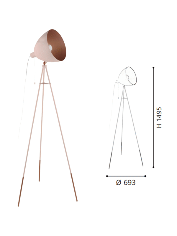 Pastel Apricot & Copper Steel Floor Light