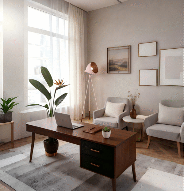 Pastel Apricot & Copper Steel Floor Light