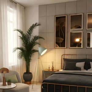 Mint & Copper/White Steel Floor Light