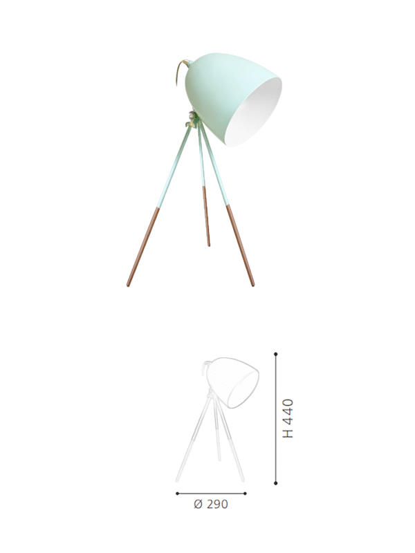 Mint & Copper/White Steel Table Light