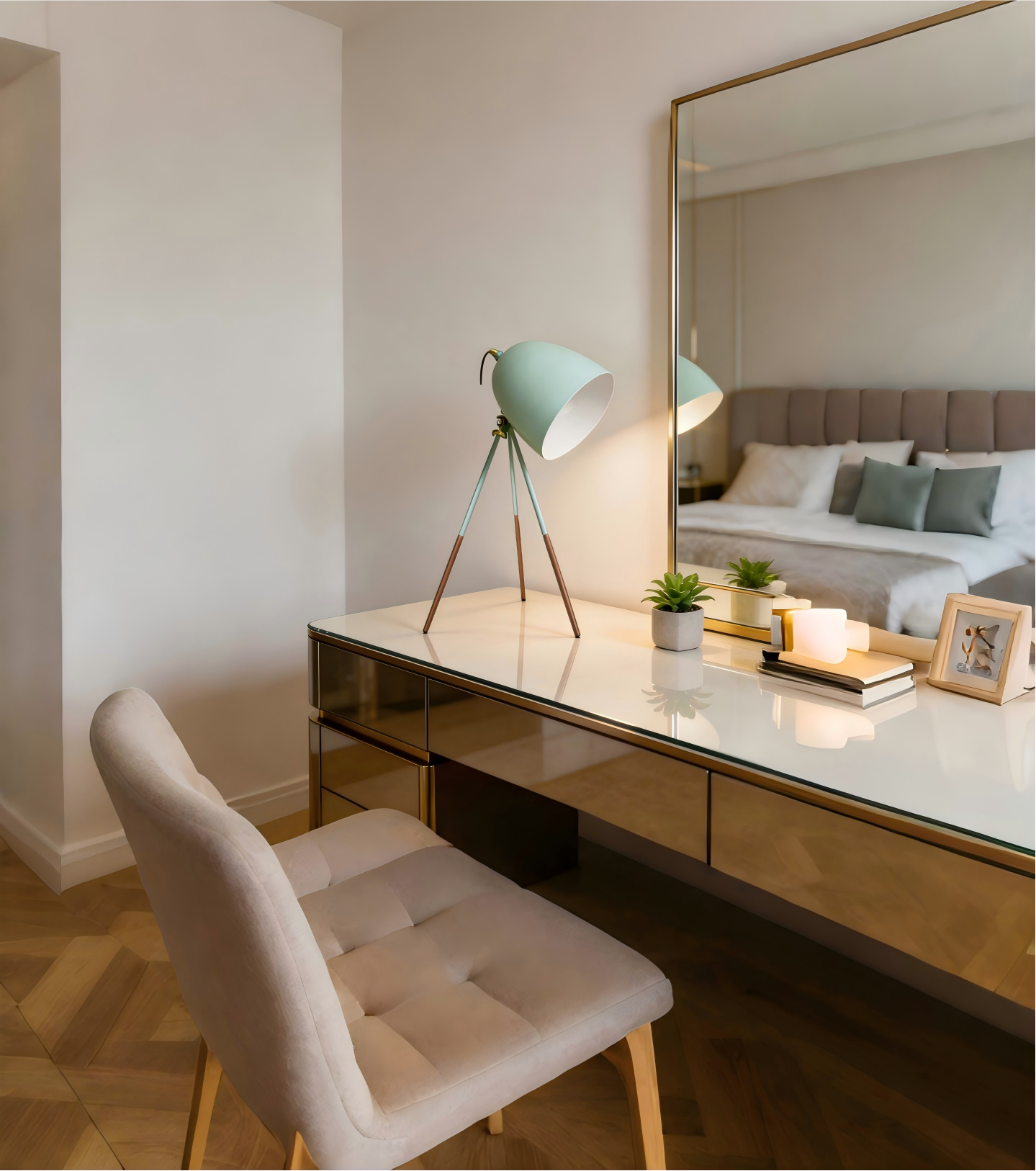 Mint & Copper/White Steel Table Light - Image 1