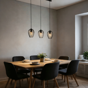 Black Steel 3-Light Pendant Light