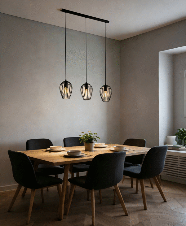 Black Steel 3-Light Pendant Light