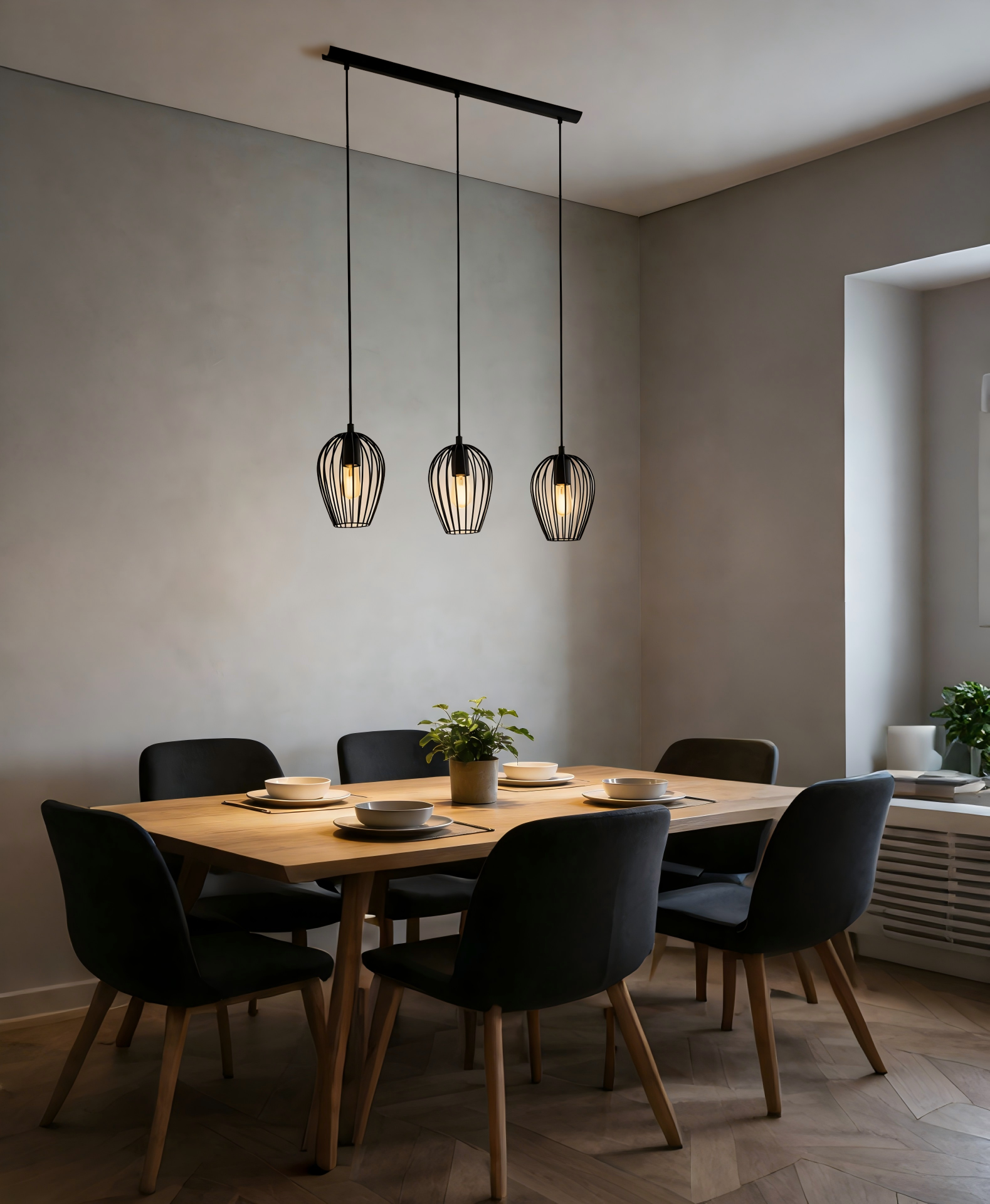 Black Steel 3-Light Pendant Light - Image 1