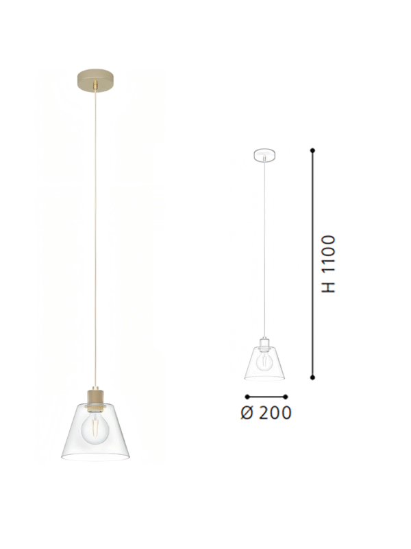 Gold & Clear Glass Steel-Aluminium Pendant Light
