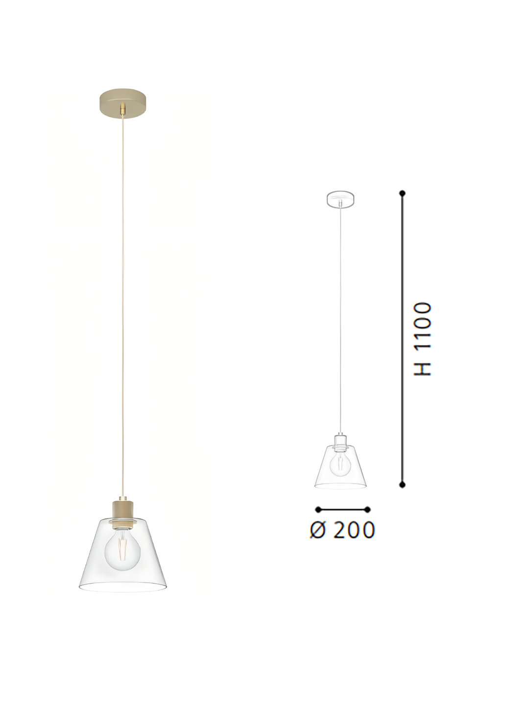 Gold & Clear Glass Steel-Aluminium Pendant Light - Image 2