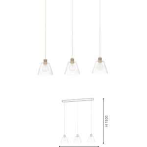 Gold & Clear Glass 3-Light Steel-Aluminium Pendant Light - Image 2