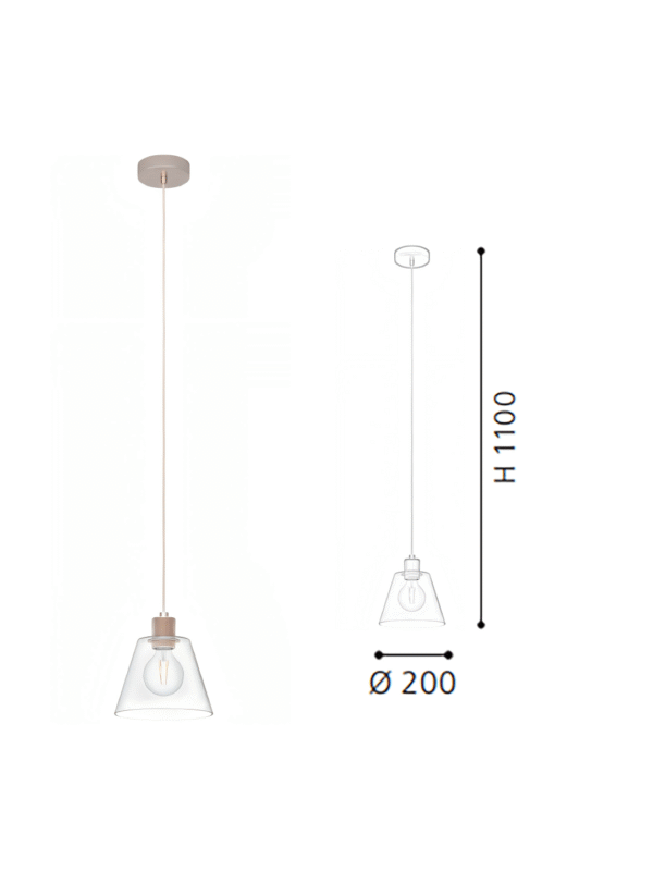 Rose Gold & Clear Glass Steel-Aluminium Pendant Light