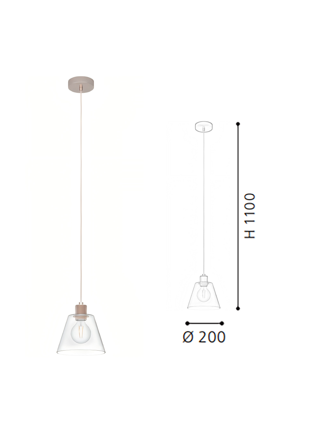 Rose Gold & Clear Glass Steel-Aluminium Pendant Light - Image 2