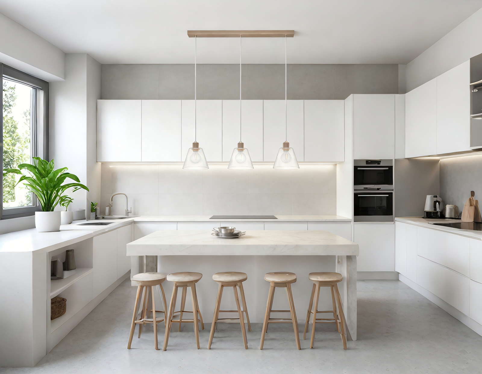 Rose Gold & Clear Glass 3-Light Steel-Aluminium Pendant Light - Image 1